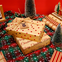 Papier cadeau kraft de Noël en silicone enduit personnalisé, vente en gros d'usine, avec estampage doré 43x300cm