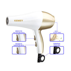 Sèche-cheveux Kemey KM-810 blanc or ionique avec concentrateur et diffuseur pour salon et usage domestique - Product Image 2