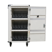 Casier de recharge en acier à 30 compartiments pour porte |   Station de charge USB intelligente DC/AC personnalisable avec roulettes pour Chromebooks et ordinateurs portables |   Équipement