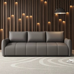 โซฟาหนัง PU สีเบจทันสมัย 3 ที่นั่ง เบาะรองหลังแบบมีเบาะรองรับ แขนพนักพิงหุ้มเบาะ เฟอร์นิเจอร์ห้องนั่งเล่น - Product Image 3
