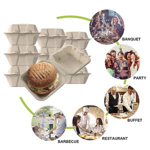 ย่อยสลายได้ทิ้งธรรมชาติ100% ย่อยสลายได้อ้อยหอยเอาออกภาชนะบรรจุอาหารชานอ้อยบรรจุภัณฑ์กล่องอาหารกลางวัน - Product Image 6