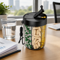 Grande boîte à pilules rotative en plastique à 6 compartiments avec séparateurs pour 7 jours, design bouteille d'eau portable, organisateur de médicaments haute capacité