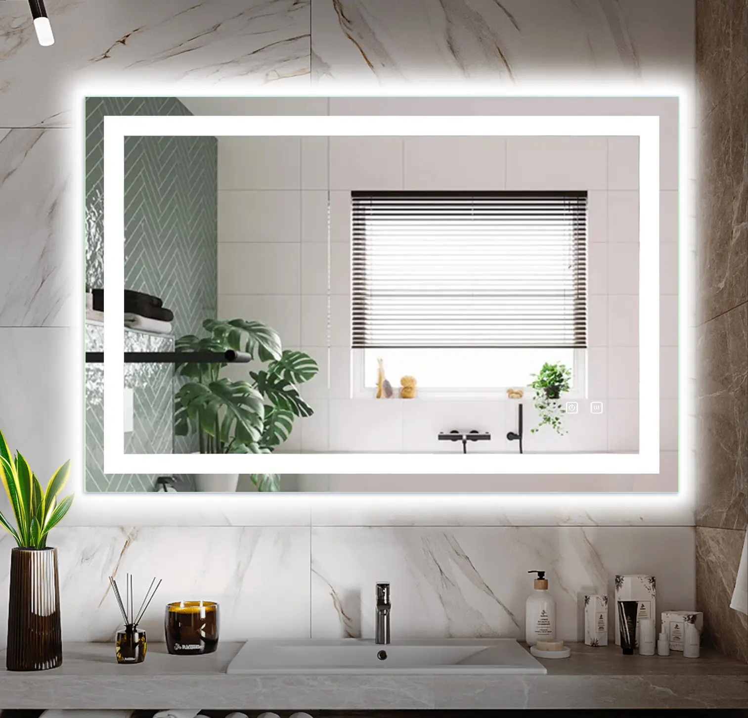 OEM ODM Bathroom Espelho Modern Wall-mounted Backlit Mirror Anti-fog High Definition Rectangle Smart Led Mirror
