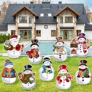 9 Pcs Giáng Sinh Sân Dấu Hiệu Với Cổ Phần Giáng Sinh Người Tuyết Sân Cổ Phần Mùa Đông Ngoài Trời Giáng Sinh Sân Trang Trí Kỳ Nghỉ Vườn Dấu Hiệu - Product Image 1