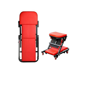 Asiento rodante plegable tipo Z de alta resistencia, rojo, ajustable, para mecánico automotriz, silla de taller, reparación de automóviles, suave - Product Image 4