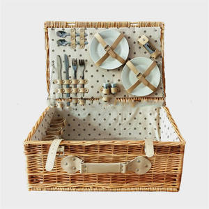 Cesta <span class=keywords><strong>Wilow</strong></span> para Picnic, cestas pequeñas Rts de juguete para niñas, 4 con manta, platos de mimbre, cesto plegable, Comida, Estilo maleta de plástico - Product Image 4