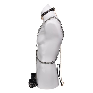 QKKQ BDSM - Cadena de Bondage, Ropa Interior Sexy para Hombre, Arnés Metálico, Cadena Fetiche con Collar y Esposas, Juguetes Sexuales Eróticos para Coqueteo - Product Image 5