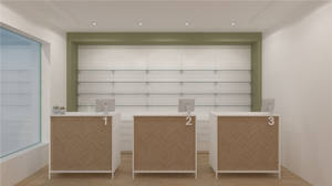 Bancone Reception Personalizzato per Cliniche e Farmacie, Design Moderno in Legno per Negozi al Dettaglio - Product Image 2