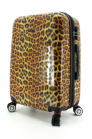 Bagages de voyage en matériau PC imprimé léopard valise ABS personnalisée avec roues 360 doubles 4 roues pivotantes et serrure TSA