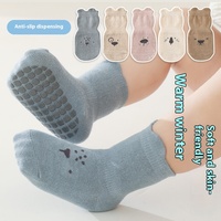 Chaussettes en coton tricotées décontractées pour bébés garçons et filles, motif animal mignon, antidérapantes, chaudes, pour l'intérieur, automne-hiver