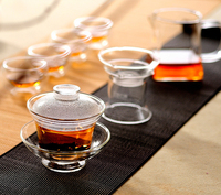 Gaiwan en verre chinois transparent de 150 ml (5 oz), tasse à thé traditionnelle Kongfu, service à thé classique avec couvercle et soucoupe