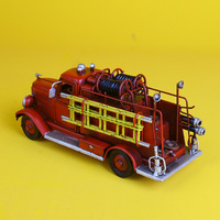 Modèle de camion de pompiers en métal Art Déco nostalgique, figurine rétro en fer de la marque Tiejiangjun pour collection maison ou bar