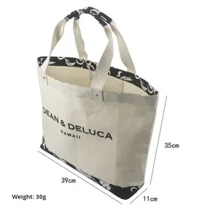 定制帆布冬季纯色拉链大容量手提包流行 Rakuten 时尚潮流购物印花包 - Product Image 4