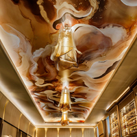 Luminaire de plafond en verre ambré cannelé en forme de fleur, moderne, pour villa, hôtel, restaurant, bar, décoration