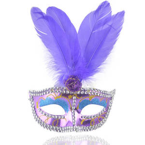 Máscara de Fiesta Divertida de Plástico Estilo Veneciano con <span class=keywords><strong>Plumas</strong></span> de Pavo para Disfraces, Carnaval, Mascarada, Suministros para Fiestas, Decoración Navideña - Product Image 3