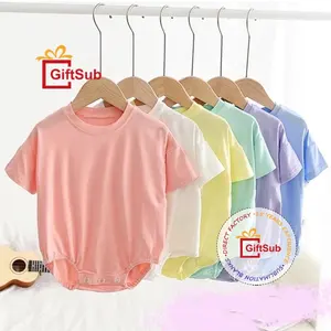 Sublimation Baby Bubble Romper 190gsm Polyester Soft Touch Blank Baggy Oversized T-shirt Rompers Short Sleeve Baby Bodysuit