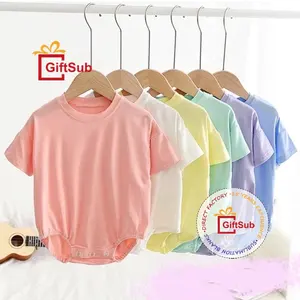 Sublimasi baju monyet bayi gelembung 190gsm poliester lembut sentuhan kosong kaus longgar ukuran besar Romper lengan pendek Bodysuit bayi