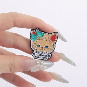 可爱悲伤猫珐琅别针卡通小猫胸针搞笑蝴蝶结动物徽章饰品礼品朋友衣服背包批发 - Product Image 4