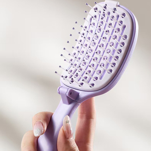 Có Thể Gập Lại Detangling Lược Với Tự Làm Sạch Pad Tóc Remover Cho Dễ Dàng Lưu Trữ Di Động Rộng Răng Lược Cho Ướt/Khô Tóc - Product Image 6