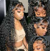 Perruque Lace Front Deep Wave 40 pouces en cheveux humains, densité 180%, 13x6 |   Cheveux de bébé pré-épilés sans colle, 100% cheveux brésiliens non traités