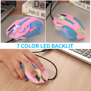 Souris de jeu filaire USB rose, souris professionnelle pour ordinateur, souris de sport électronique, 2400 DPI, rétroéclairage coloré, souris silencieuse pour <span class=keywords><strong>Lol</strong></span> Data Laptop Pc - Product Image 6