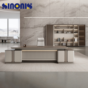 Sinonis CEO Wooden Convertible Extendable Freestanding Modern Luxury Executive <b>Office</b> Desk with Box Drawer - Product Image 1