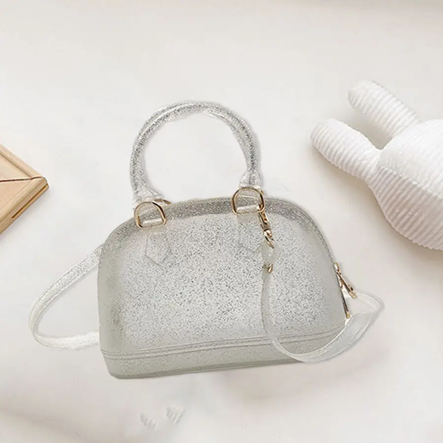 Nuovi prodotti borse a mano da donna a forma di conchiglia bling personalizzate estive mini borse a tracolla in gelatina per ragazze