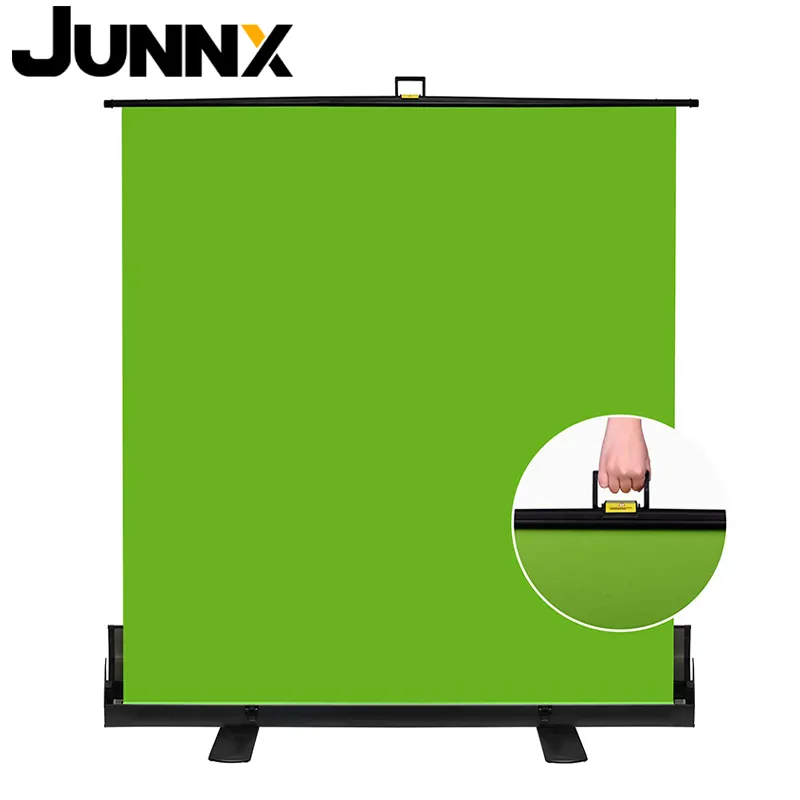 JUNNX 1.5*2M 2 * 2Mポータブル折りたたみ式ロールアップクロマキーパネル写真背景ストリーミング用グリーンスクリーン