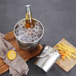 Stainless Steel Ice Bucket Round Metal Minimalist Design For Party Beverage Cooling Beer Champagne Wine - Product Image 1