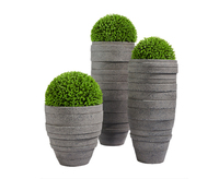 Grand pot à fleurs rond en fibre de verre blanc, durable et écologique, pour jardin extérieur et usage domestique