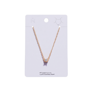 Collana con Zirconi, Ciondolo in Acciaio Inossidabile con Zirconia Cubica, Gioiello con Catena Fine - Product Image 1