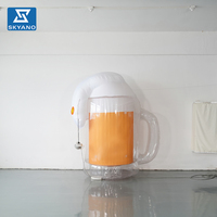 Modèle de gobelet à bière gonflable personnalisé à double couche en PVC transparent pour la publicité lors de festivals de bière en plein air, événements et décoration paysagère