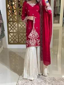Nouveau look de soirée de créateur ensemble de palazzo et dupatta en soie chinon pure lourde pour occasion de mariage costume de palazzo pakistanais - Product Image 3