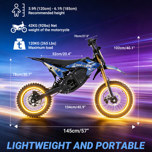 Vélo tout-terrain électrique pour adultes DX1 48V 1500W, motocross à transmission intermédiaire, vitesse maximale de 40-60 km/h pour une utilisation hors route - Product Image 5