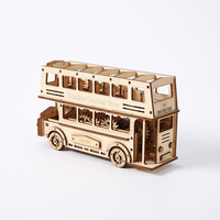 Puzzle 3D en bois de bus à deux étages découpé au laser de précision pour la production en série, idéal pour les détaillants de jouets