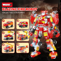 Woma Factory OEM ODM Asamblea 6 Camión de bomberos 1 Robot transformador Niños Coche Bloque de construcción Juego de ladrillos para niños (C0651)