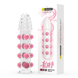 Secret Love Dragon Ball Wolf Fang Cover Transparent Pink TPE Male Wearable Penis Cover Erotic Crystal Adult Toy Sex Product - Product Image 3