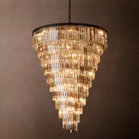 Lustre moderne de luxe en cristal K9 transparent à plusieurs niveaux, luminaire suspendu en cascade pour hall d'hôtel, villa, escalier, design personnalisé
