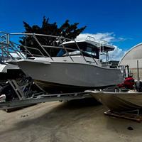 Perahu Nelayan Laut Aluminium Deep V Predator Kabin Terbuka Mesin Tempel Cepat Kapal Pesiar Aluminium 7.2 Meter Sport