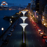 Lampadaire solaire en forme de feuille de Ginkgo - Éclairage paysager moderne pour quais urbains/chemins piétonniers