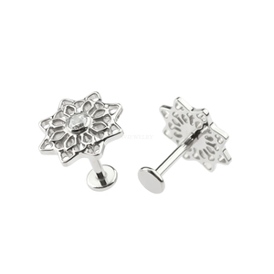 <span class=keywords><strong>Piercing</strong></span> de Titanio ASTM F136 con Diseño de Flor Mandala, 16G, Roscado Internamente, con Circonita Cúbica, para Cartílago, Hélix, Tragus - Product Image 4