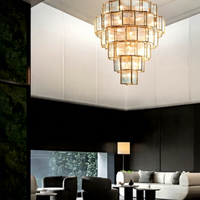Lustre LED en verre doré pour projets hôteliers, salons, escaliers et décoration intérieure – Vente en gros directe usine