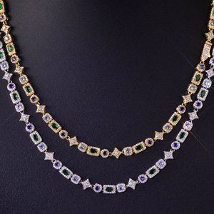 New 6mm <b>Iced</b> Out Diamond Star <b>Chain</b> Bracelet Colorful Geometric Zircon Brass Hip Hop Fine Jewelry - Product Image 6