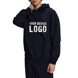 Low MOQ Custom 430g Drop Shoulder Oversized Mens <b>Hoodie</b> Outdoor Casual Heavy Solid Color Loose Plus Size Men's Hoodies - Product Image 3