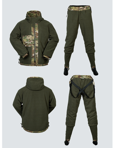 Combinaison chaude d'hiver DFG01 Gorka, doublure polaire épaisse, design camouflage spécial, veste et pantalon avec bretelles croisées. - Product Image 1