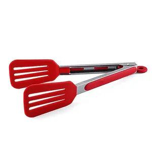 Stainless Steel Silicone Serving Food Kitchen <strong>Tongs</strong> Heat Resistant Meat Turner Spatula <strong>Tongs</strong> - Product Image 1