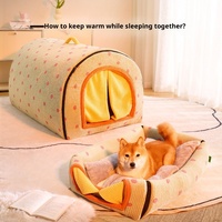 Lit pour chien en peluche, design de grotte confortable, ouverture en arche, doublure en polaire pour petits chiens et chats, maison chaude pour l'hiver