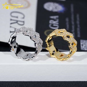 Nhẫn nam Hip Hop mạ đá Moissanite cao cấp, kiểu dáng Cuba hai hàng, đính đá VVS, khuyến mãi nóng - Product Image 3
