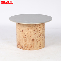 Table basse de Base de placage de ronce ronde rustique faite à la main meubles de salon de Style Vintage Table à thé supérieure en céramique de pierre naturelle