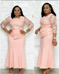 Abito lungo taglie forti turco da donna autunno nuovo pizzo cuciture africano abito lungo causale - Product Image 4